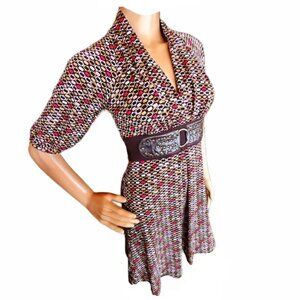 Candies Geometric Pink and Brown Dress Size S NWOT
